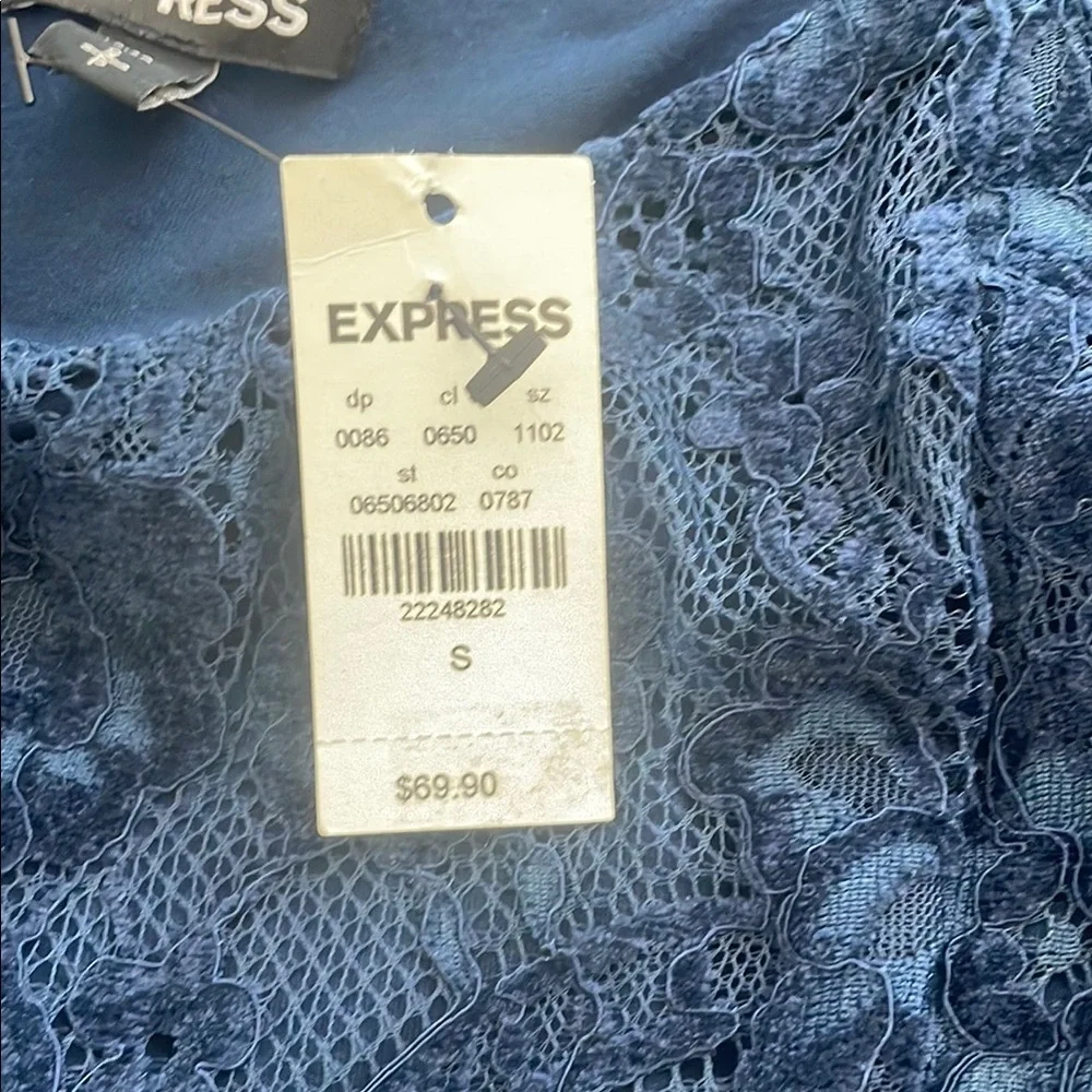 Express Fitted Lace Bodysuit in Blue - Picture 4 of 6